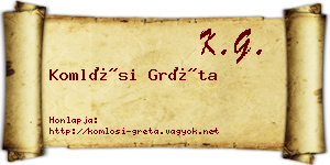 Komlósi Gréta névjegykártya